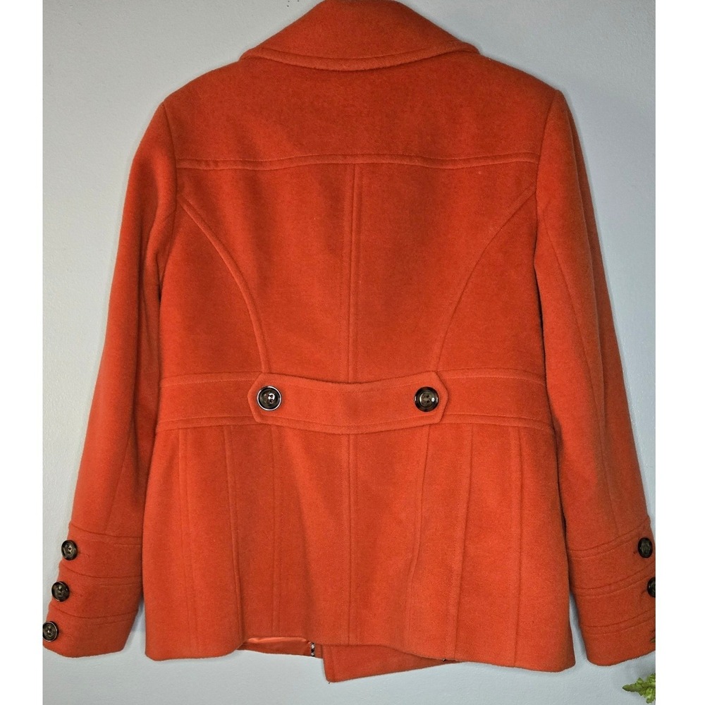 St. John's Bay Women's Medium Orange Wool Cashmere Peacoat Double Breasted - Picture 7 of 7